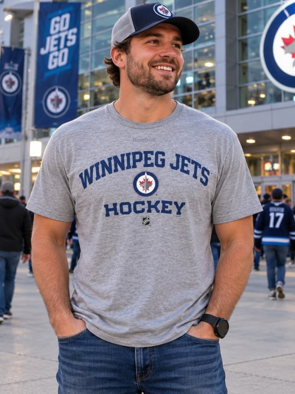 WINNIPEG JETS  HOCKEY  TEE- (LARGE)